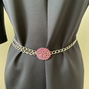 Pink and Silver Chain Belt